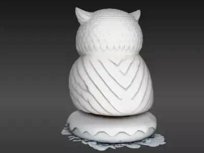Cute Snow Owl  Winter Desk Decor Christmas Owl Print-Ready Low-poly 3D model