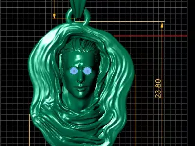 Divine Feminine Face Pendant 3D Printable Model 3D print model