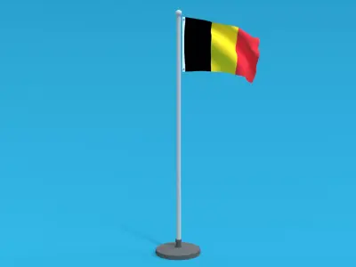 Low Poly Seamless Animated Belgium Flag Low-poly 3D model