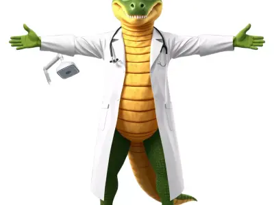 Friendly Crocodile Doctor model pack Low-poly 3D model