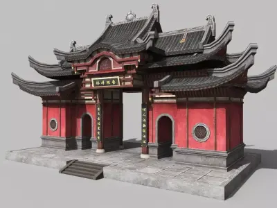 Chinese style wooden attic 3D model purchase