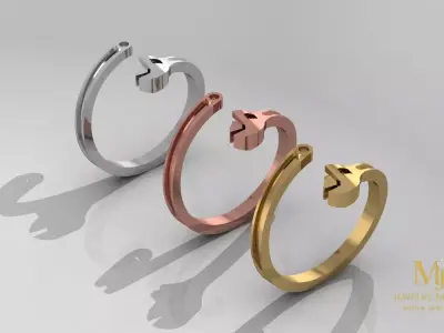 Industrial Style Ring and Wrench Pendant 3D Model 3D print model