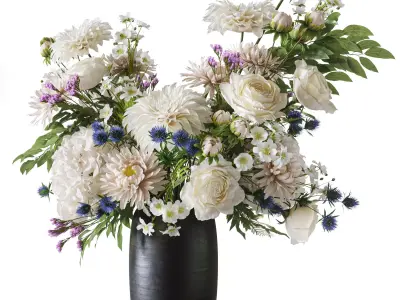 Flower Set 068 dahlia rose chrysanthemum hydrangea 3D model