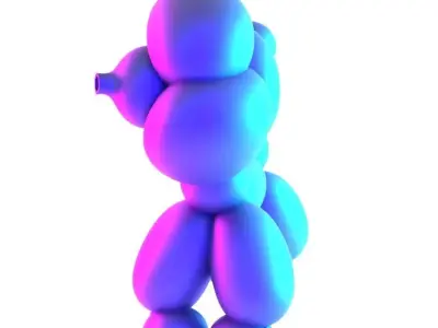 Cotton Poodle Balloon Decoration Props Second Life toy 3D print model