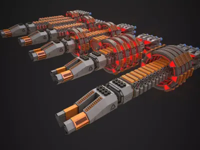 Modular Spaceship Two Low-poly 3D model