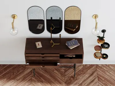 Console with decor set 3D model