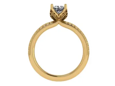 round solitaire 2 row of diamond on shank  3D print model