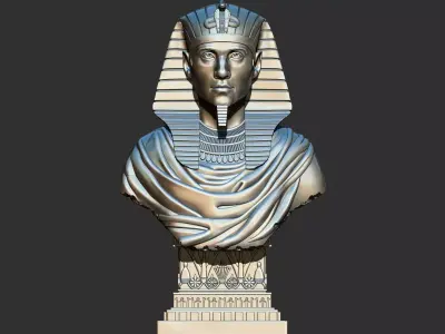 Ancient Egyptian pharaoh bust statue 3d model 3D print model