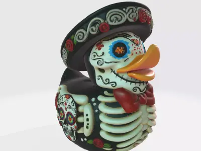 Day of the Dead Sugar Skull Duck Figurine Dia de los Muertos 3D print model