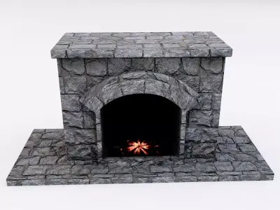 Bricks Fireplace low poly 3d model  Low-poly 3D model