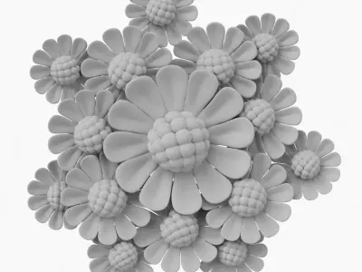 High Poly Daisy Flowers 3D Print Model 3D print model