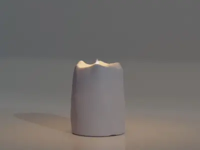 White Candle with Animated Flame 3D model