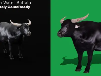 Asian Water Buffalo Low-poly 3D model