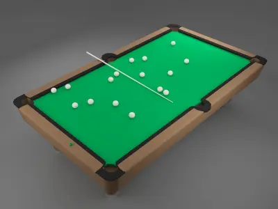 billiard pool table with balls Low-poly 3D model