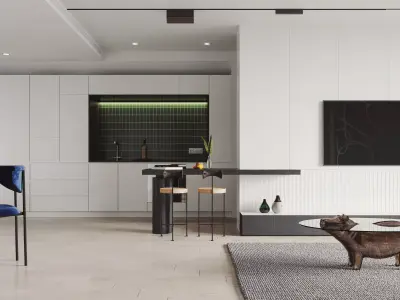 Modern living room dining room interior scenes 590 3D model
