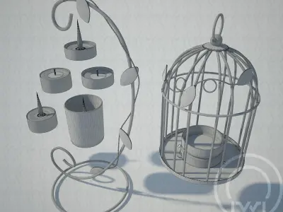 Tealight Lantern Stand Classic Birdcage 3D model