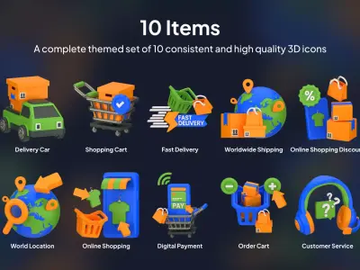 10 3D E-Commerce Icon Pack 1 3D model