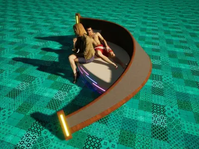 Sofa cama circular con materiales PBR 2K Free 3D model