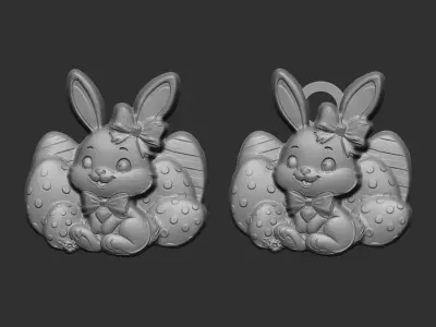 easter bunny eggs decor  3D print model