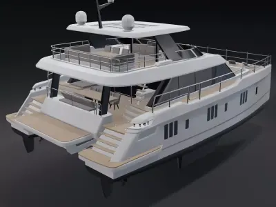60 POWER CATAMARAN  luxury 3D Rendering 3D model