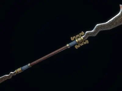 Double-Edged Serpent Spear Low-poly 3D model