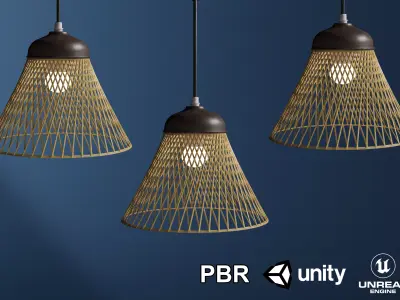 Netta wood hanging interior modern light 3D model