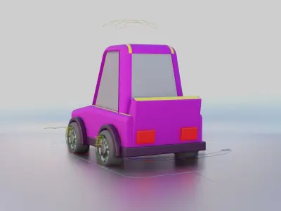 cartoon purpple car Low-poly 3D model