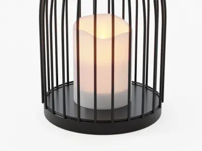 lantern03 caged lantern with candle inside 3D model