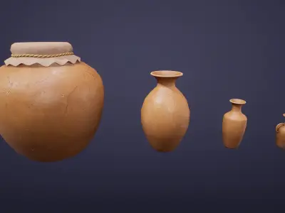 Stylized Clay Vases Low-poly 3D model