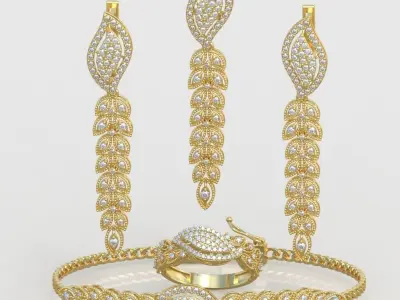 Ring Bracelet Earring and Pendant Set 3D printable model 0018 3D Model Pack