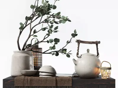 Warm colored tea set 3D model