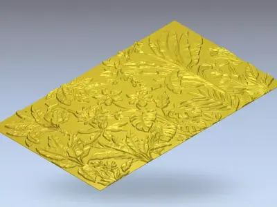  Modern Floral Relief Panel Wall Decor Set STL Mural CNC 325 3D model