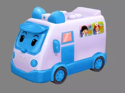Cartoon toy medical ambulance Low-poly 3D model