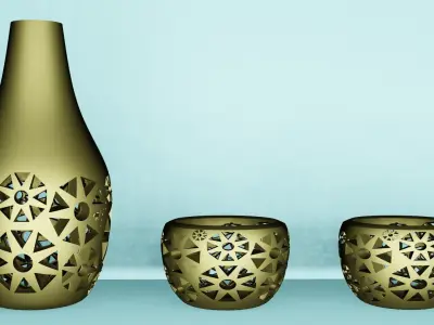 Vase 3d model three glasses and Free 3D model