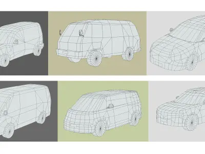 Low-Poly Car Pack 009 - Versatile Vans