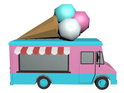 Ice cream truck Hypercasual Low-poly 3D model