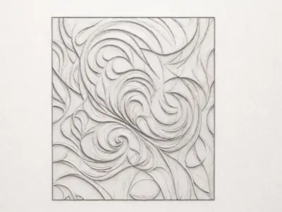 3D Wall Panel mural decor set relief stl 07 3D model