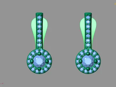 Women Earrings 3DM STL Womens Earring Renders 3D print models   3D print model 17