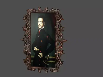 French Old Photo Frame Low-Poly 3D Model Low-poly 3D model