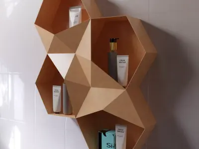 Honeycomb shelf Hexagon Low-poly 3D model