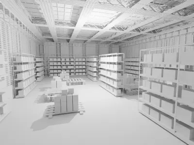 Warehouse Interior - No Material Low-poly 3D model