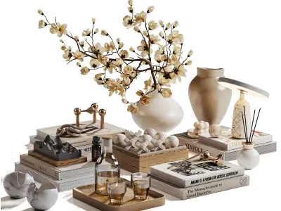  Golden Stillness Tabletop Styling with Magnolia 3D model