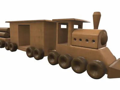 Wooden train toy 2 Free 3D model