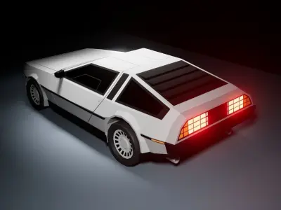 1981 DMC DeLorean Low-Poly Style Low-poly 3D model