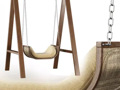 Noa wooden rattan garden swing NR71 by Bpoint Design  3D model