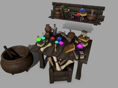 Alchemy Set Low-poly 3D model