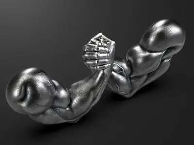 3D model Arm-Wrestling two metal hands holding each 3D print model
