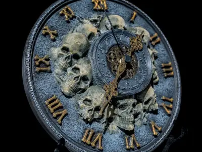 Timeless Skull Wall Clock 3D print model