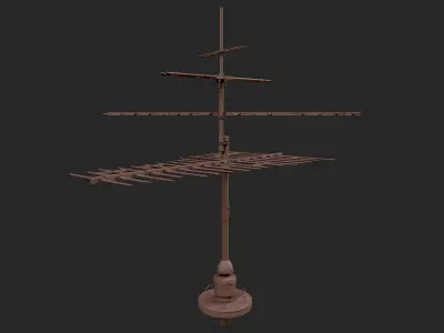 Old rusted tv antenna 1 Low-poly 3D model