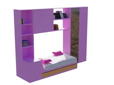 lit avec armoire  Free 3D model